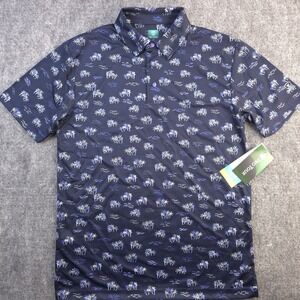 New Pro Tour Polo Small Coolplay Blue Geometric‎ Trees Upf50 Golf Polyester